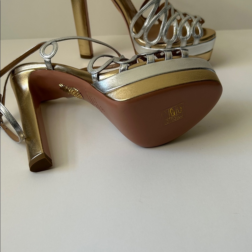 Metallic Silver Platform Sandals - image 3
